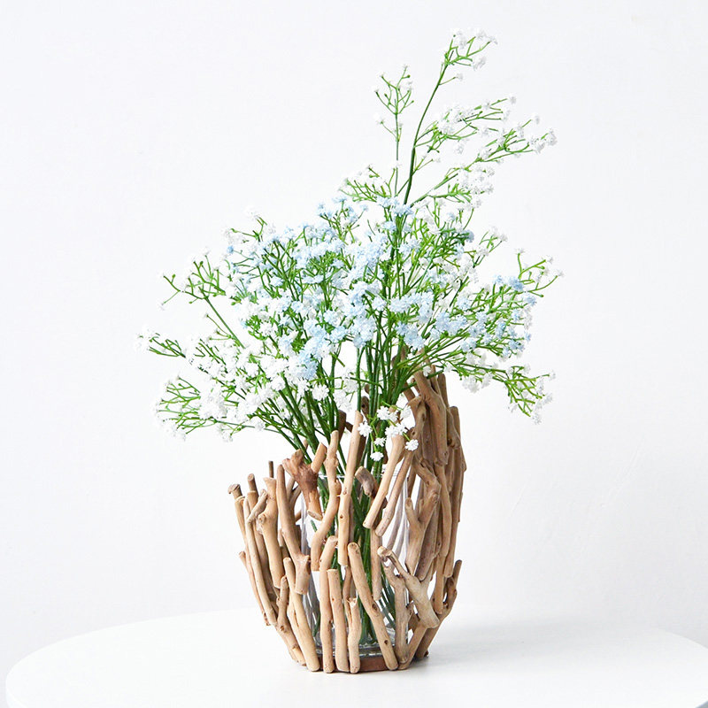 轻奢鲜花瓶摆件客厅插花干花装饰家居高档木头摆设高级感餐桌花艺