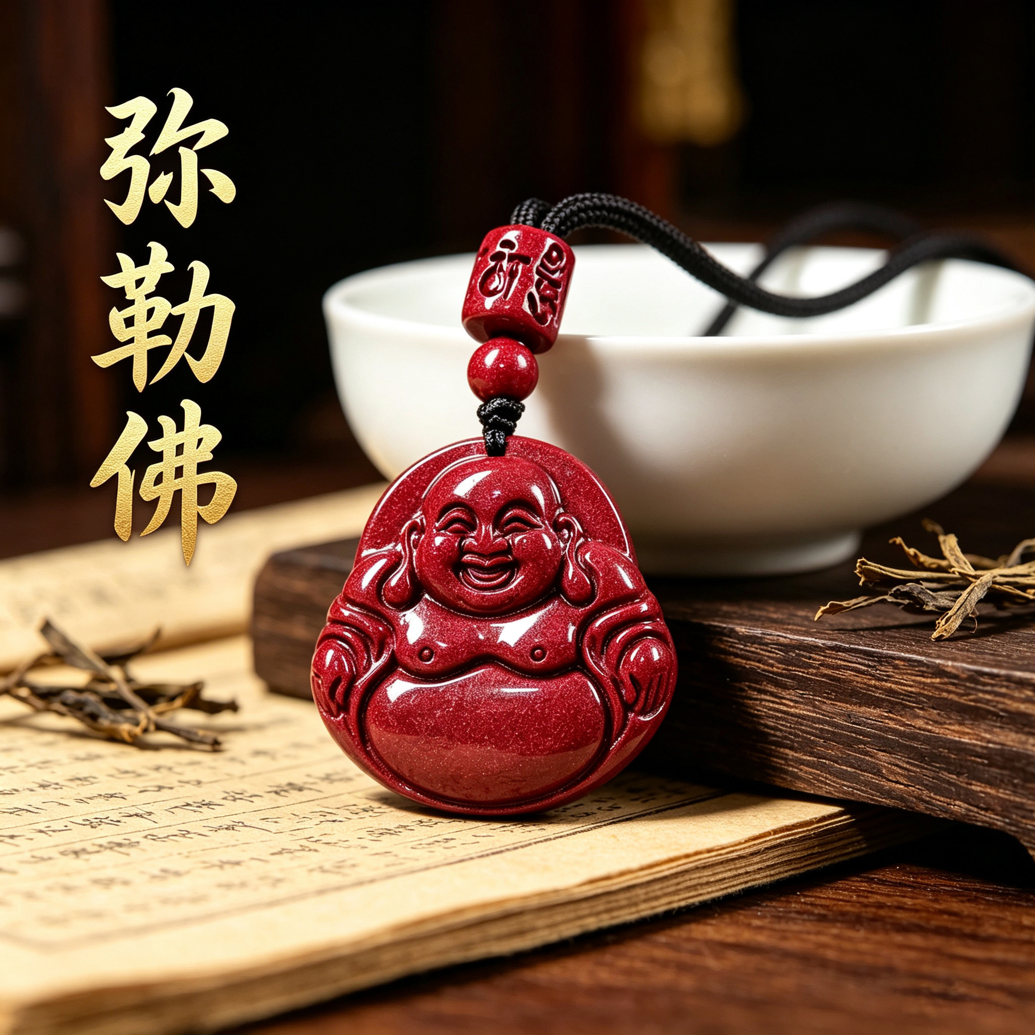 天然朱砂佛公吊坠本命年转运