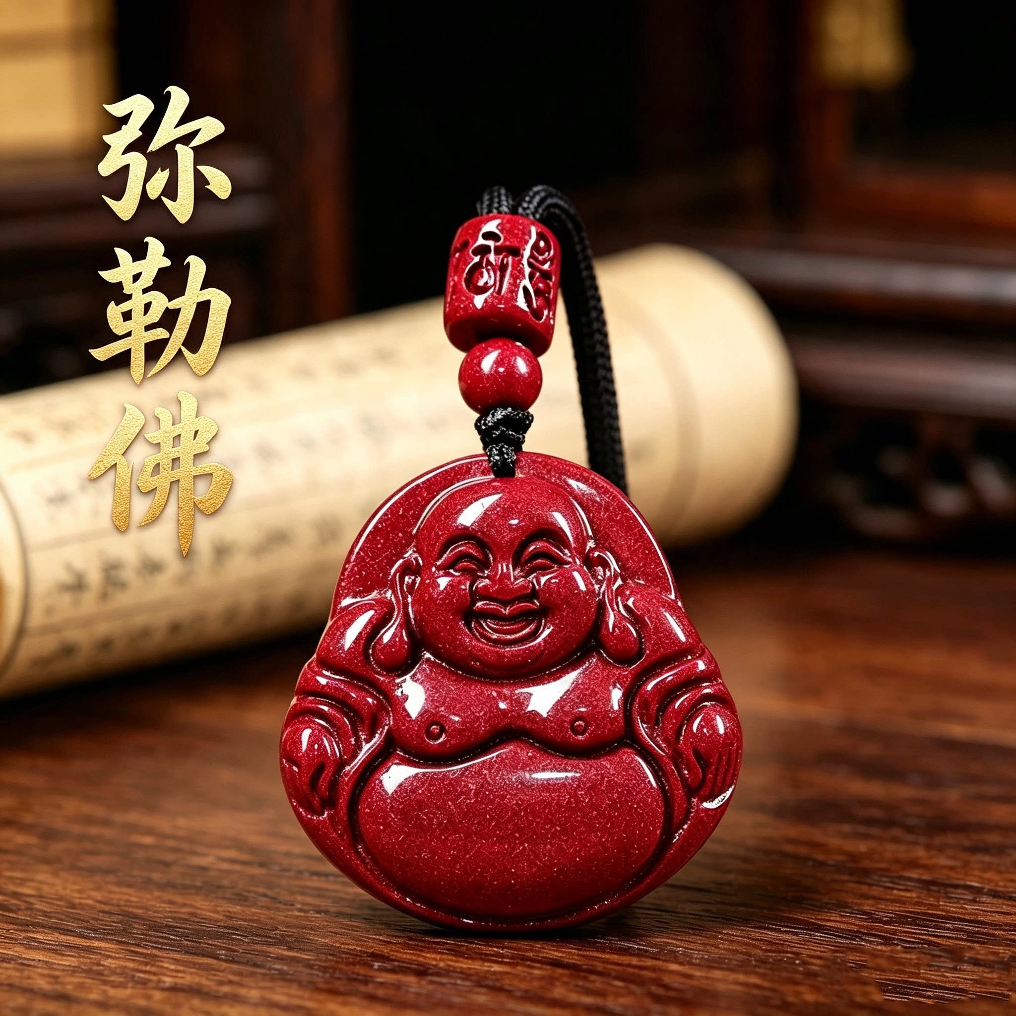 天然朱砂佛公吊坠本命年转运