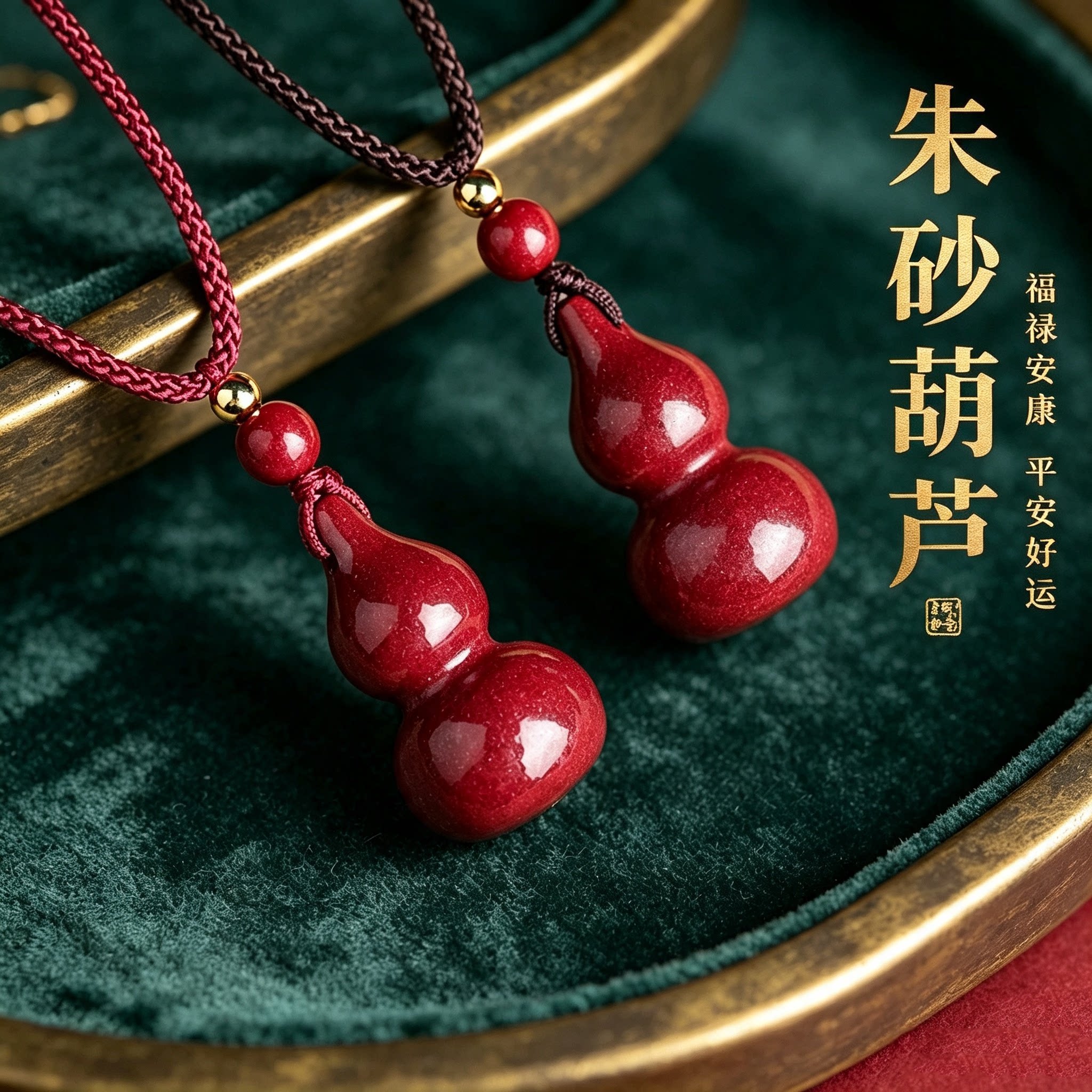 天然朱砂葫芦吊坠本命年转运