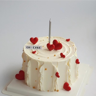 网红简约款 饰软胶红色爱心摆件曲线蜡烛烘焙插件 214情人节蛋糕装