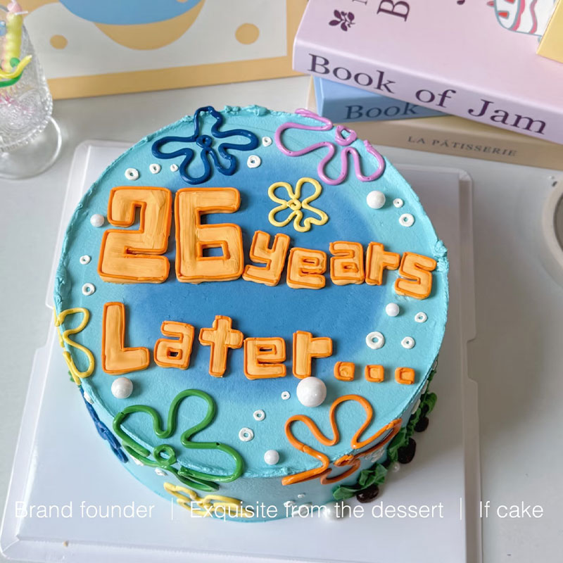 糖堡森林卡通海绵宝宝翻糖切模years later数字英文生日蛋糕模具