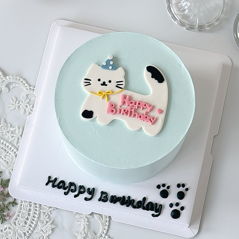 糖堡森林ins风卡通派对帽小猫咪翻糖切模happybirthday蛋糕模具