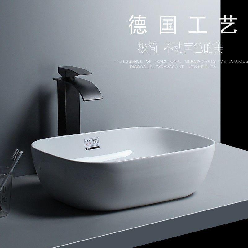北欧简约陶瓷台上盆阳台洗手台盆家用卫生间小户型方形陶瓷台上盆