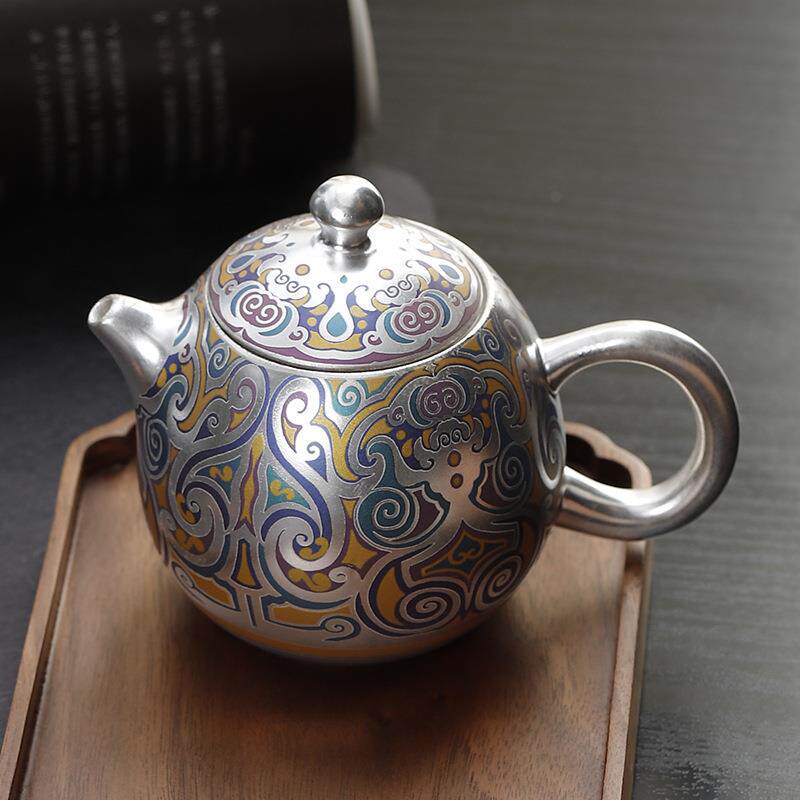 何赋森大师鎏银手工茶壶单壶大号纯手工手绘复古日式功夫泡茶壶