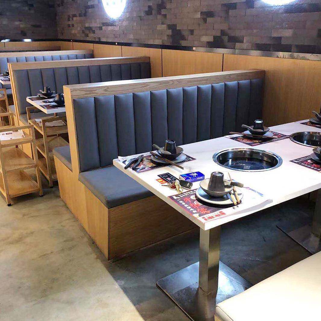 火锅桌电磁炉一体大理石火锅桌椅组合饭店餐馆主题餐厅卡座沙发