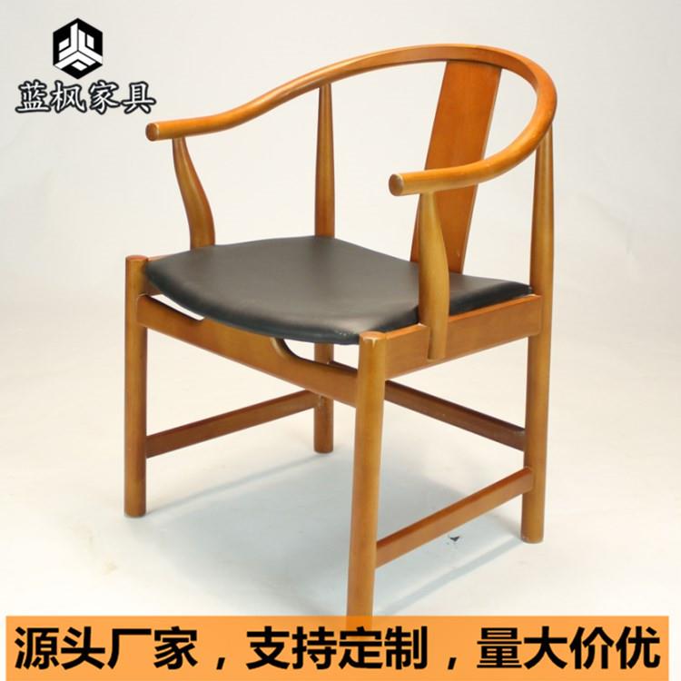 设计师实木餐椅茶艺椅书房椅子白蜡木扶手椅养老院实木椅