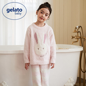 半边绒儿童睡衣套装 gelato baby秋冬季 女童亲子家居服宝宝加绒厚