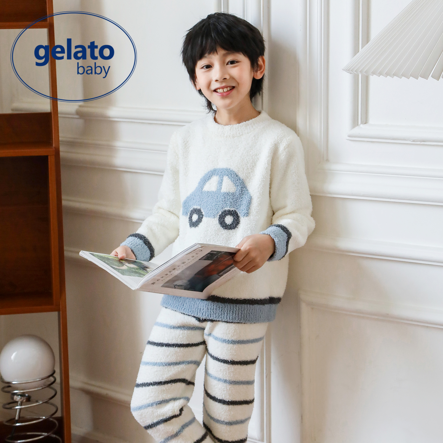 gelatobaby半边绒儿童睡衣套装