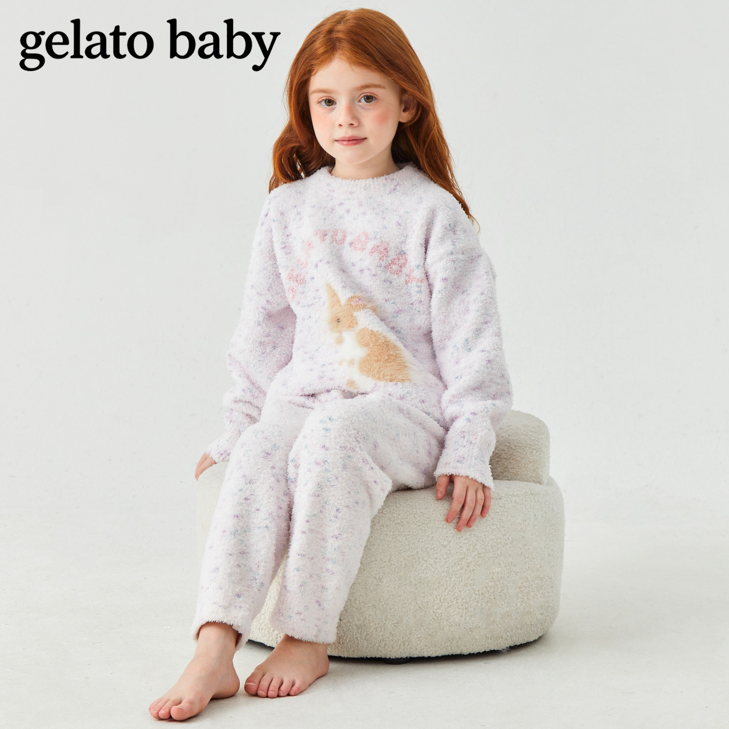 gelato baby半边绒儿童睡衣女童宝宝大童珊瑚绒家居服套装秋冬季