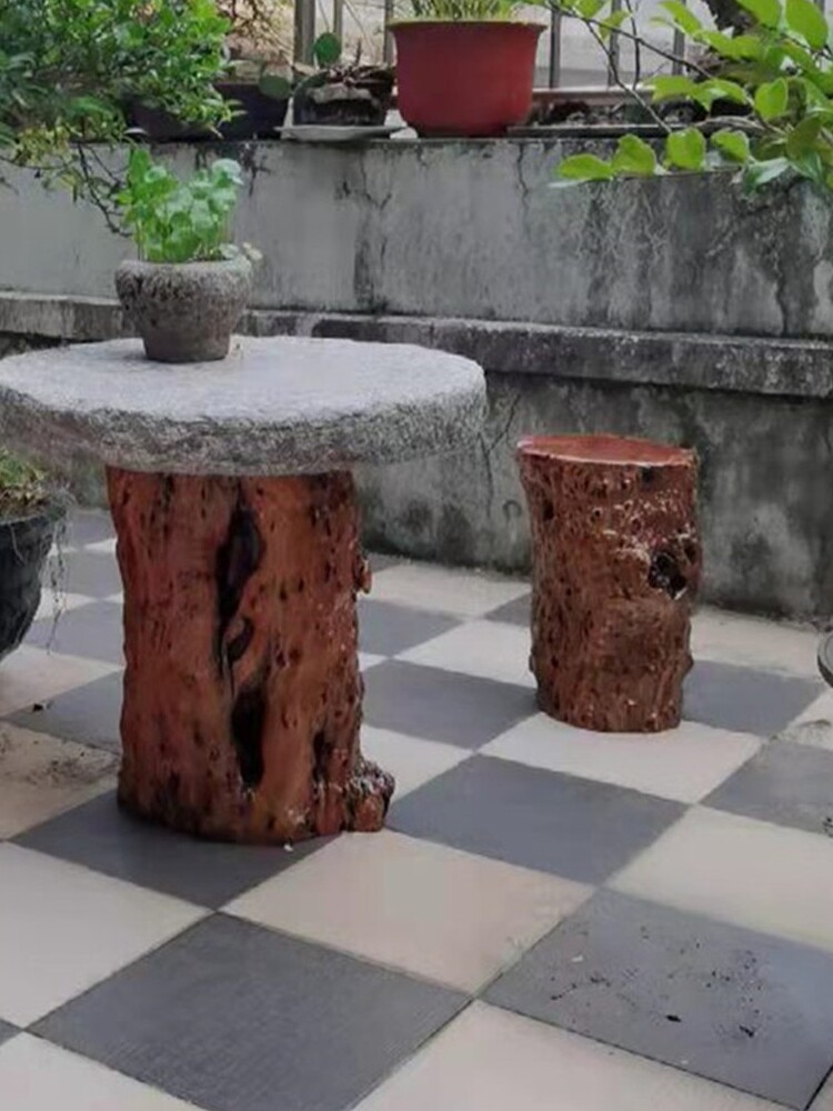 枣木墩子原木树墩根雕凳子木桩花架树桩实木茶几大板支架树根底座
