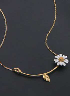 ins热销 高级感白色雏菊项链 气质森系蜜蜂雏菊花朵手镯戒指