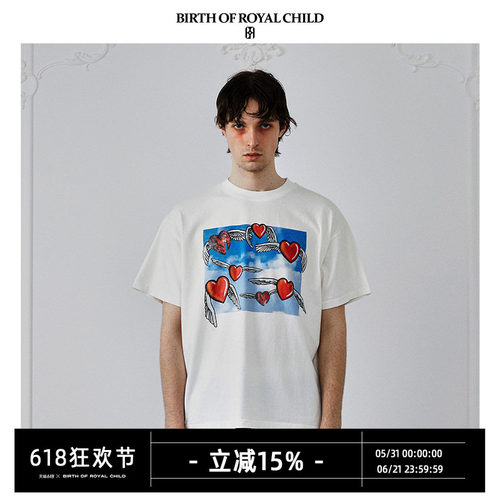 BIRTH OF ROYAL CHILD.BORC 【马伯骞同款】爱心之翼印花TEE短袖