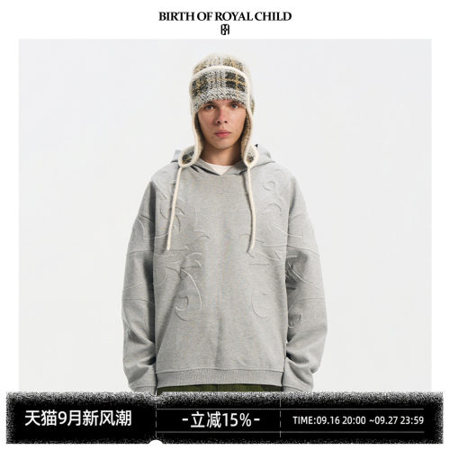BIRTH OF ROYAL CHILD.BORC 立体雕花卫衣壁画艺术立体压印宽松