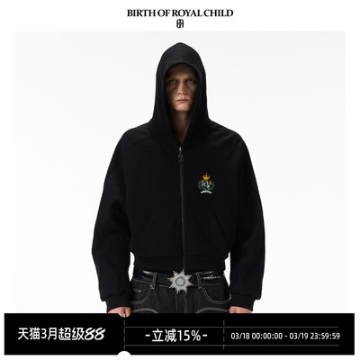 BIRTH OF ROYAL CHILD.BORC 橡树刺绣帽衫插肩袖短宽版型双面可穿