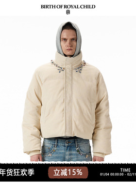 BIRTH OF ROYAL CHILD.BORC 手缝宝石羽绒服意大利灯芯绒90白鸭绒