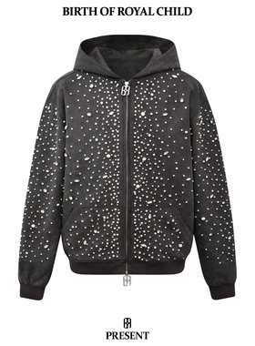 BIRTH OF ROYAL CHILD【付辛博同款】腰果花珍珠拉链帽衫男