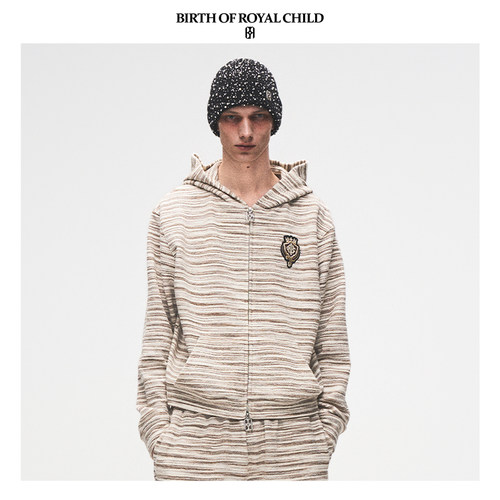 BIRTH OF ROYAL CHILD.BORC 【毕雯珺同款】条纹针织帽衫休闲外套