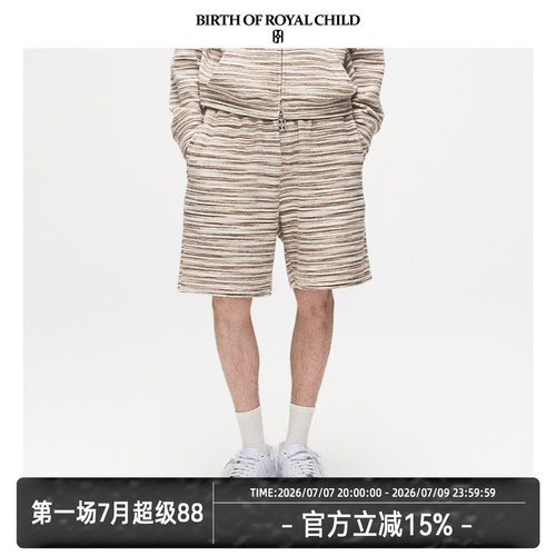 BIRTH OF ROYAL CHILD.BORC 条纹针织短裤宽松休闲七分裤