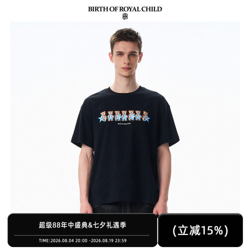 BIRTH OF ROYAL CHILD.BORC 小熊刺绣T恤立体印花烫钻磨毛面料TEE