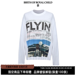 私人飞机印花TEE长袖 ROYAL 小鬼同款 男 CHILD.BORC BIRTH