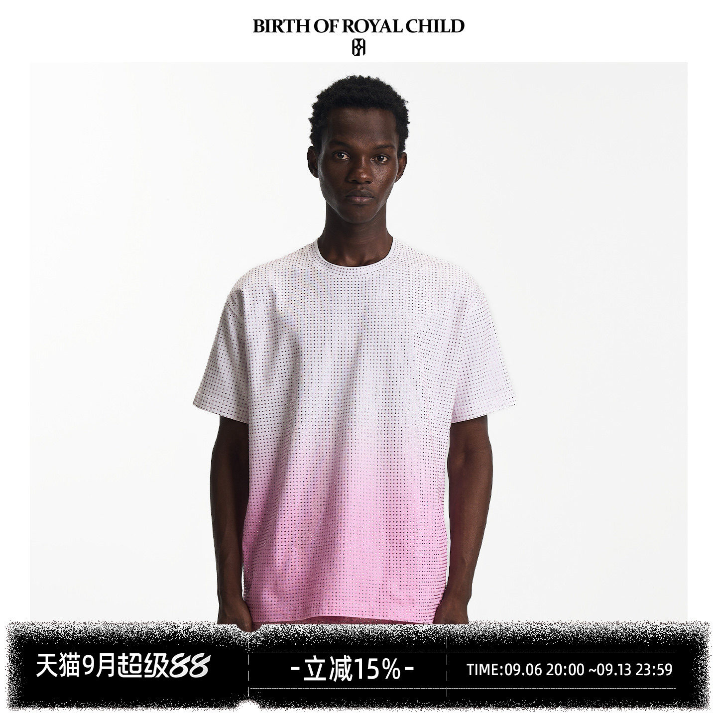 BIRTH OF ROYAL CHILD.BORC 【华晨宇同款】银河粉钻短袖渐变T恤图片