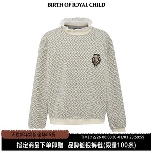 宫廷花边提花长袖 BIRTH CHILD.BORC ROYAL 卫衣男格纹套头T恤