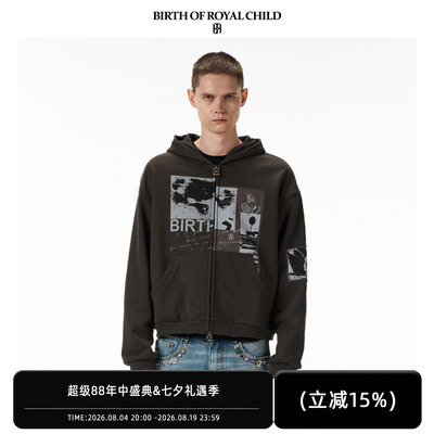 BIRTH OF ROYAL CHILD.BORC 【蔡徐坤同款】海报贴布帽衫复古印花