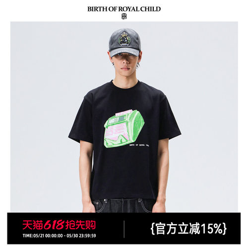 BIRTH OF ROYAL CHILD.BORC 验钞机烫钻TEE纯棉高温烫钻T恤短袖