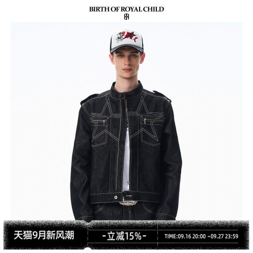 BIRTH OF ROYAL CHILD.BORC 银线原色丹宁牛仔编织夹克刺绣烫钻