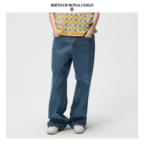 BIRTH OF ROYAL CHILD.BORC 【檀健次同款】光芒满钻牛仔裤14oz