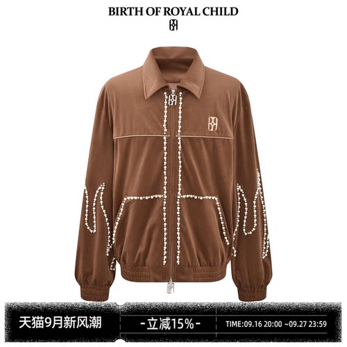 Bbirthofroya火焰珍珠丝绒夹克