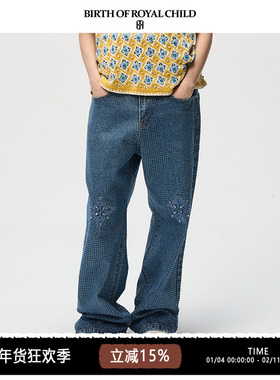 BIRTH OF ROYAL CHILD.BORC 【宋亚轩同款】光芒满钻牛仔裤14oz