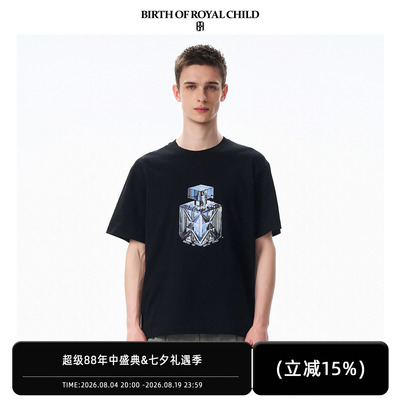 BIRTH OF ROYAL CHILD.BORC 水晶器皿烫钻TEE数码印花宽松透气