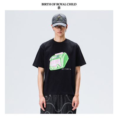 BIRTH OF ROYAL CHILD.BORC 验钞机烫钻TEE纯棉高温烫钻T恤短袖