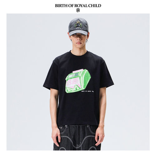 BIRTH OF ROYAL CHILD.BORC 验钞机烫钻TEE纯棉高温烫钻T恤短袖