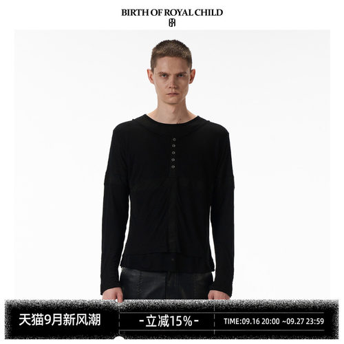 BIRTH OF ROYAL CHILD.BORC 假两件拼接长袖立体刺绣亲肤面料修身