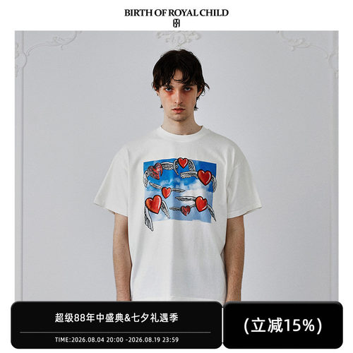 BIRTH OF ROYAL CHILD.BORC 【马伯骞同款】爱心之翼印花TEE短袖