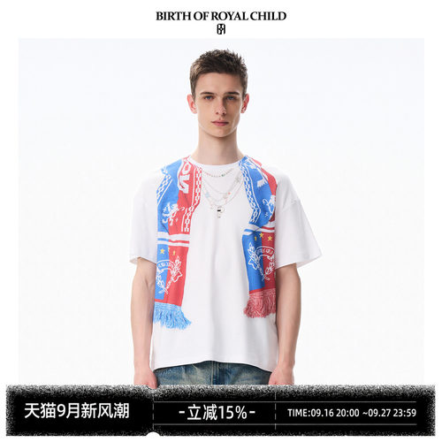 BIRTH OF ROYAL CHILD.BORC 立体印花球迷围巾短袖数码直喷足球T