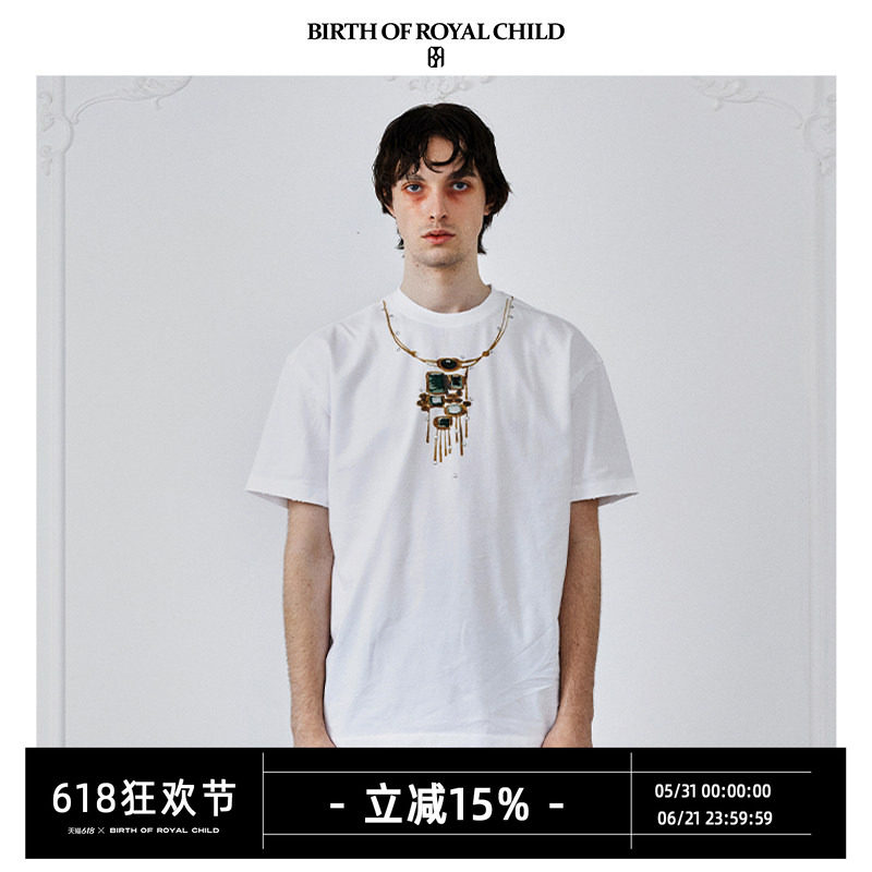 BIRTH OF ROYAL CHILD.BORC 【王力宏同款】宝石项链印花短袖T恤