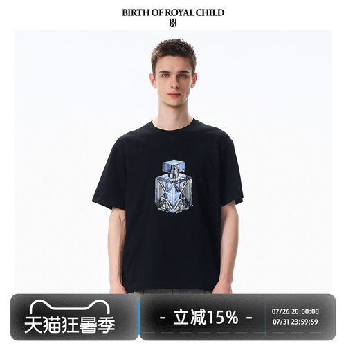 BIRTH OF ROYAL CHILD.BORC 水晶器皿烫钻TEE数码印花宽松透气