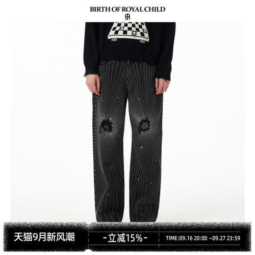 BIRTH OF ROYAL CHILD.BORC 【欧豪同款】射线牛仔裤手工破坏