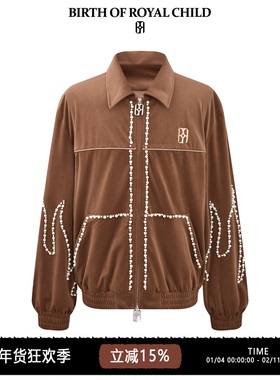 BIRTH OF ROYAL CHILD.BORC 【王齐铭同款】火焰珍珠丝绒夹克男