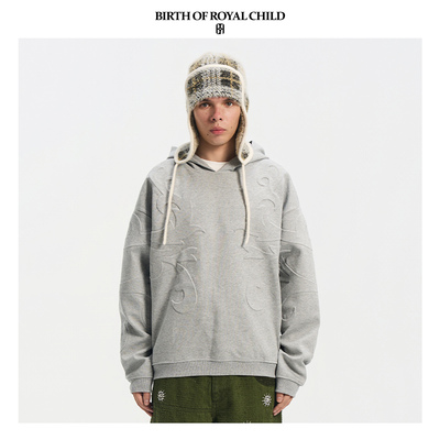 BIRTH OF ROYAL CHILD.BORC 立体雕花卫衣壁画艺术立体压印宽松