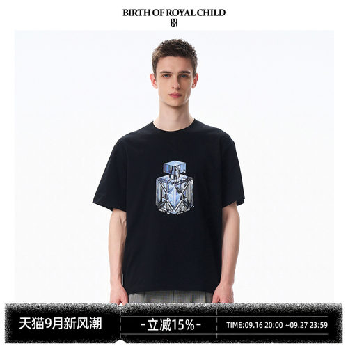 BIRTH OF ROYAL CHILD.BORC 水晶器皿烫钻TEE数码印花宽松透气