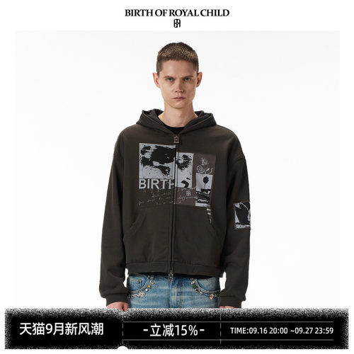 BIRTH OF ROYAL CHILD.BORC 【蔡徐坤同款】海报贴布帽衫复古印花