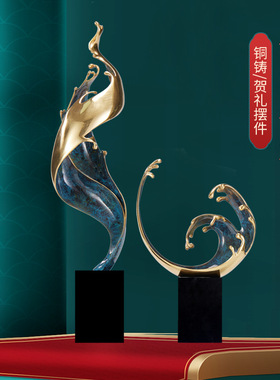风生水起摆件高档客厅玄关电视柜办公室桌面细长开业乔迁新居礼品