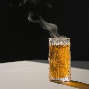 冰川纹玻璃杯家用水杯加厚玻璃茶杯泡茶大容量喝茶杯子果汁杯 日式