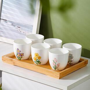 高颜值陶瓷小茶杯品茗杯家用精致杯子办公水杯会议室待客茶具套装
