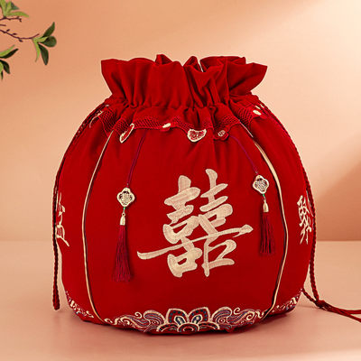 结婚新娘嫁妆红色包袱皮抽
